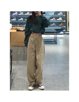 Loose straight pants high-waisted thin casual wide-leg work pants female