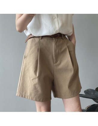 Work shorts female summer new high waist thin loose straight wide leg casual pants