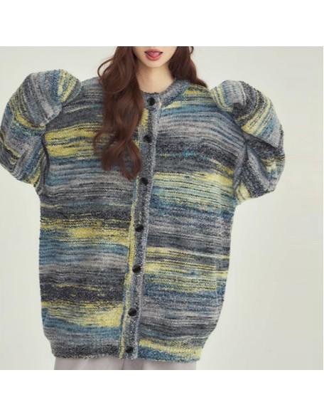 New fall and winter heavy sweater cardigan female loose outside the Korean version of the lazy wind jacket knitted tops female  