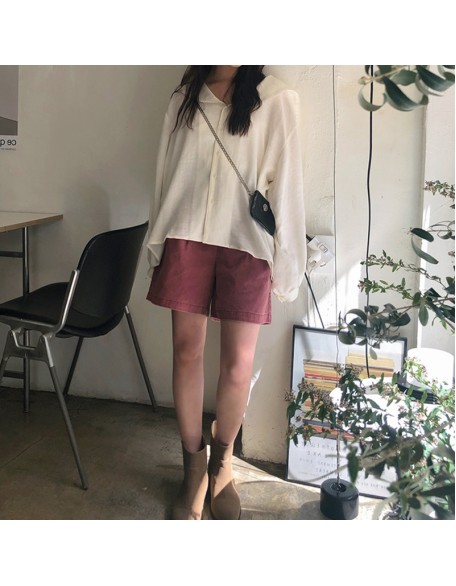 Summer new fashion temperament leisure high waist straight loose thin shorts female