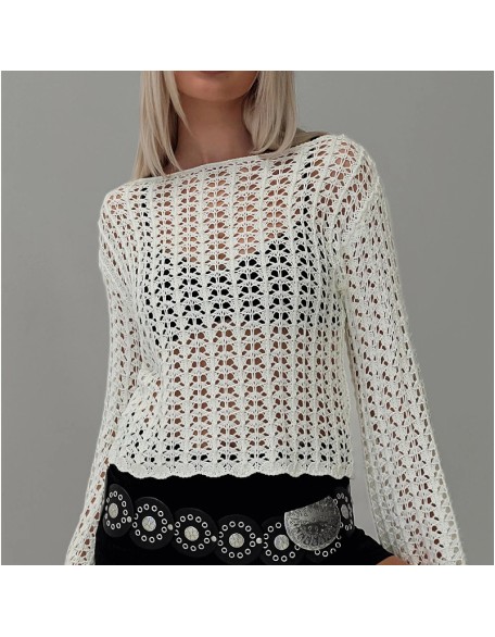 New knitted tops for women sexy hollowed out crochet sweater women