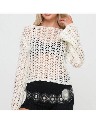 New knitted tops for women sexy hollowed out crochet sweater women