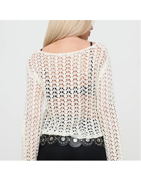 New knitted tops for women sexy hollowed out crochet sweater women