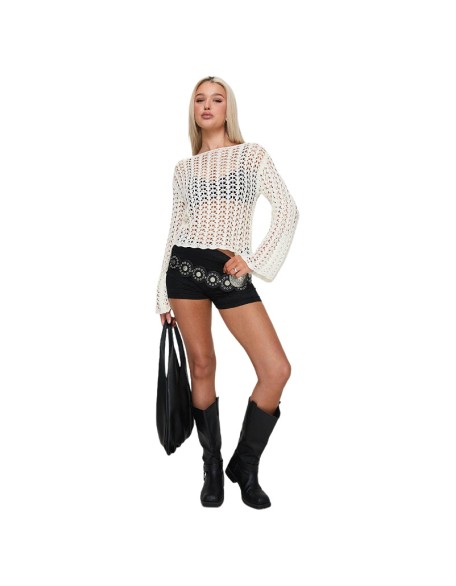 New knitted tops for women sexy hollowed out crochet sweater women