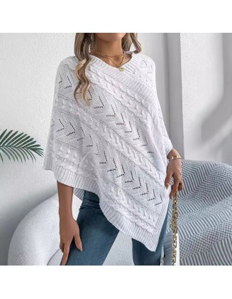 Autumn and winter casual solid color twist loose cape sweater jacket