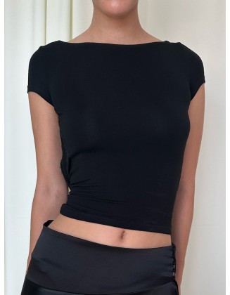 New hot Slim sexy backless short navel street style short-sleeved T-shirt female one piece of hair