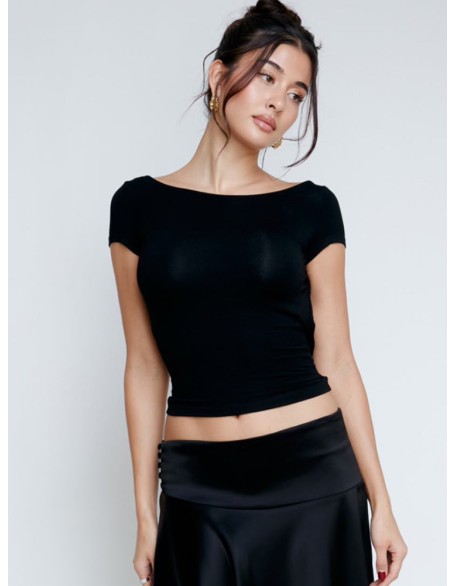 New hot Slim sexy backless short navel street style short-sleeved T-shirt female one piece of hair