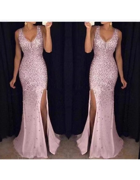 Split Stamped Dresses Long Evening Gowns