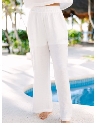 Relaxed Fun White High Rise Pants