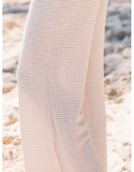 Sand color knitted wide pants