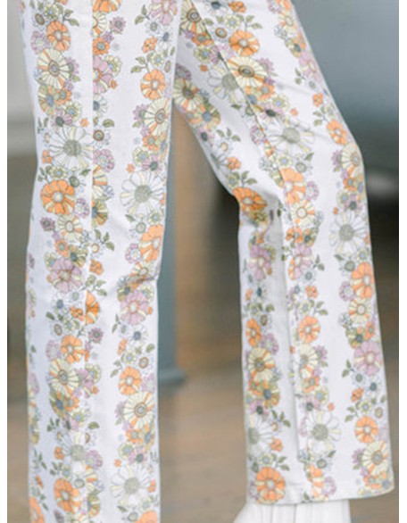 Ivory White Floral Pants