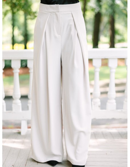 Cream White Wide Leg Trousers