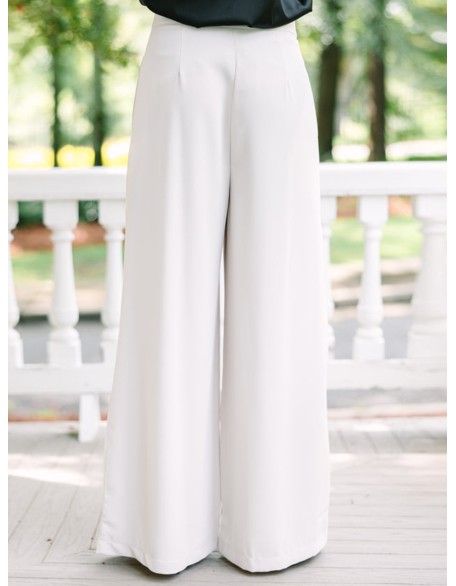 Cream White Wide Leg Trousers