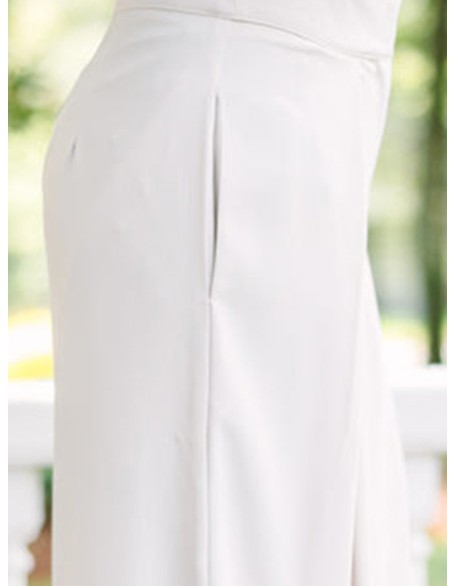 Cream White Wide Leg Trousers