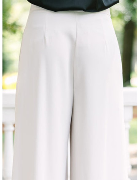 Cream White Wide Leg Trousers