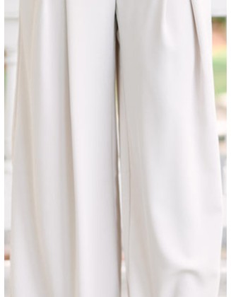 Cream White Wide Leg Trousers