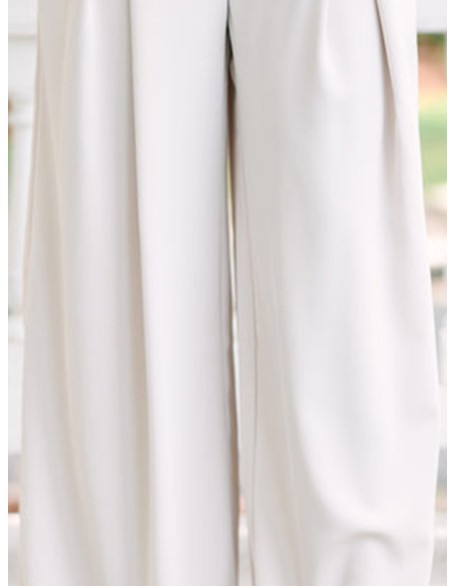 Cream White Wide Leg Trousers