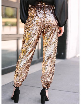 Copper color Sequin Joggers