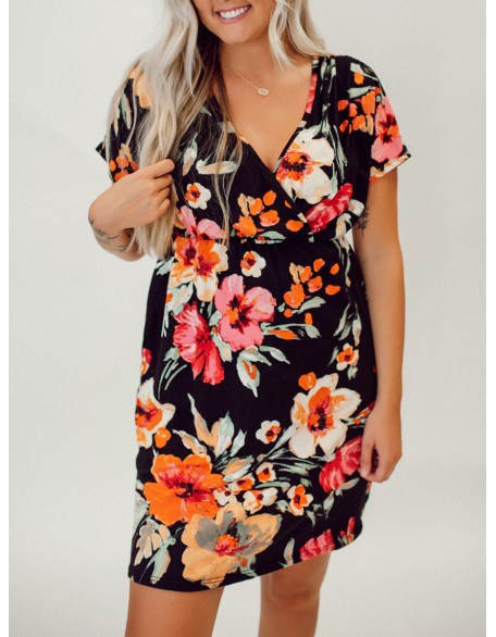 Tropical floral pattern dress