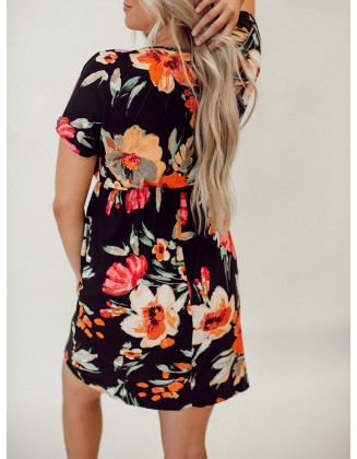 Tropical floral pattern dress