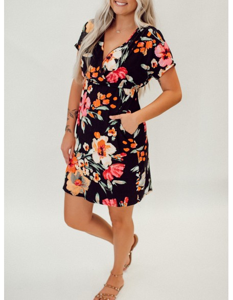 Tropical floral pattern dress