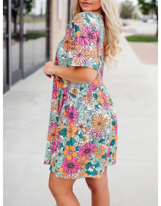 Blooming Flower Pattern Dress