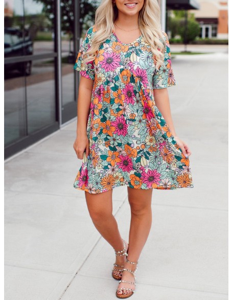 Blooming Flower Pattern Dress