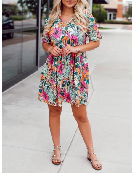 Blooming Flower Pattern Dress