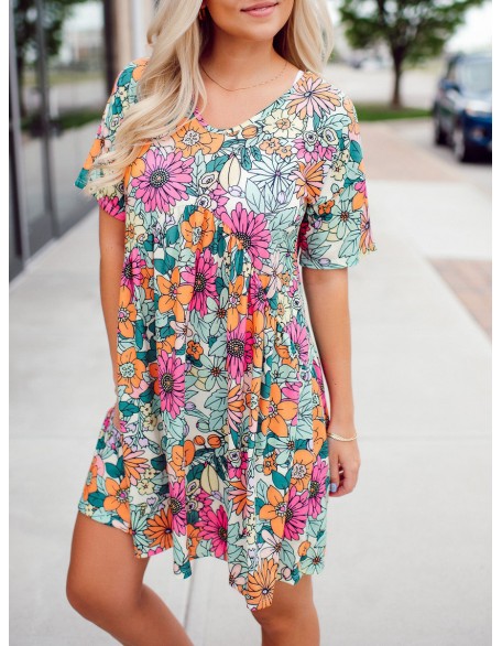 Blooming Flower Pattern Dress