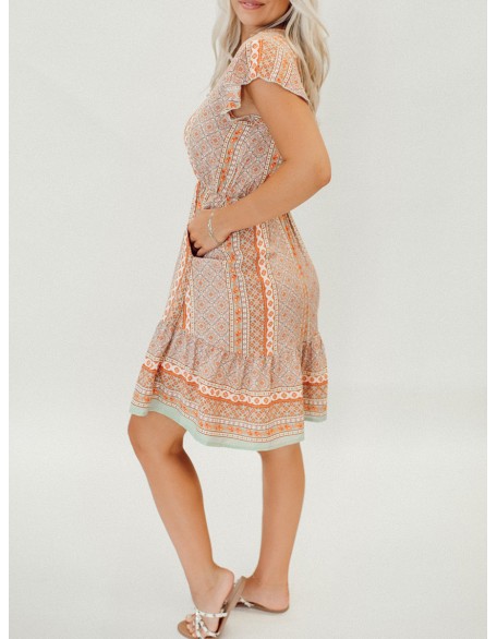 Bohemian geometric flower pattern dress