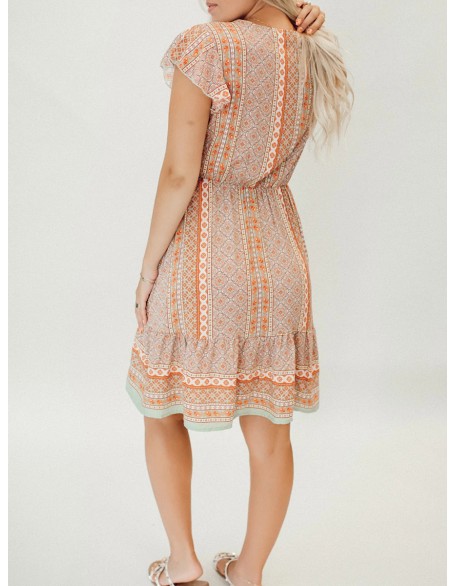 Bohemian geometric flower pattern dress