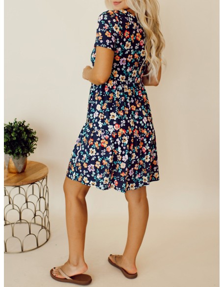 Navy Blue Flower Doll Dress