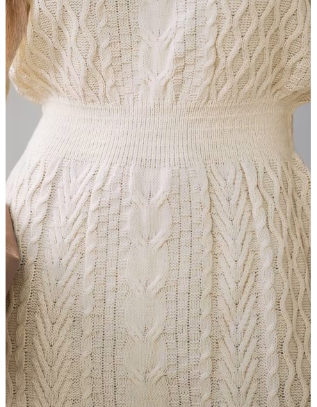 Women's Casual Cable Knit V-Neck Sweater Dress