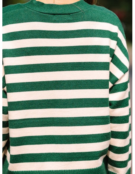 Green Striped Cardigan