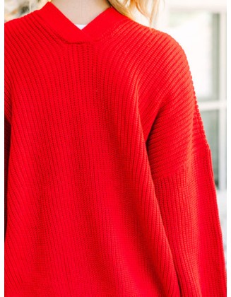 Red Bubble Sleeve Cardigan