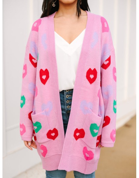 Pink Heart Cardigan