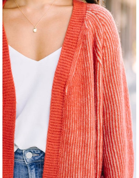 Orange Ribbed Cardigan