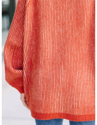 Orange Ribbed Cardigan