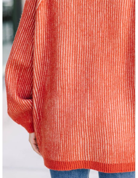 Orange Ribbed Cardigan