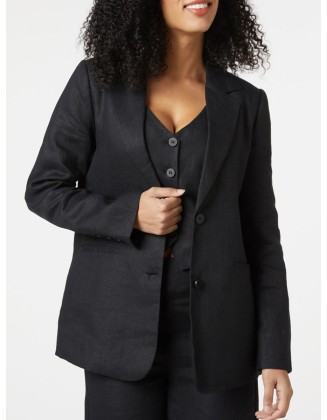 Women's black linen blazer