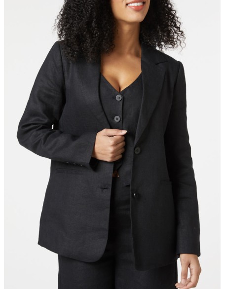 Women's black linen blazer