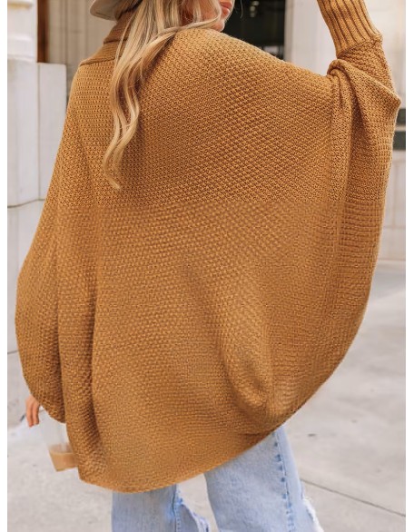 Camel Textured Knit Cardigan