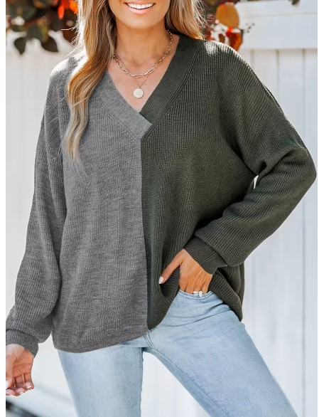 Two-tone ribbed sweatshirt