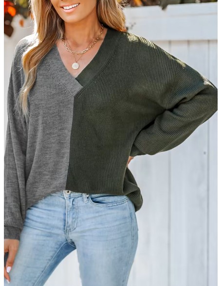 Two-tone ribbed sweatshirt