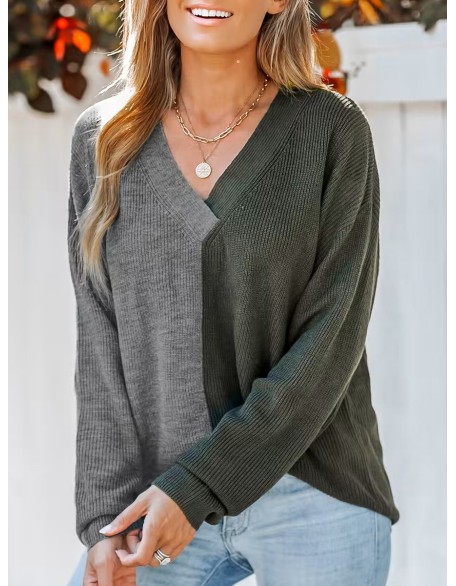 Two-tone ribbed sweatshirt