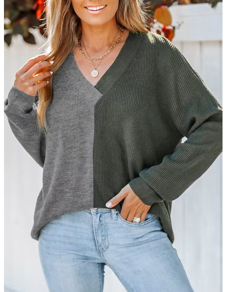 Two-tone ribbed sweatshirt