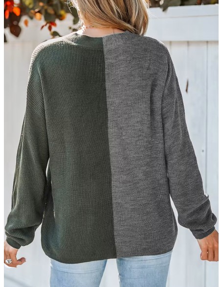 Two-tone ribbed sweatshirt