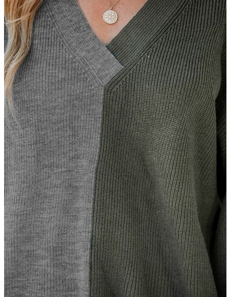 Two-tone ribbed sweatshirt