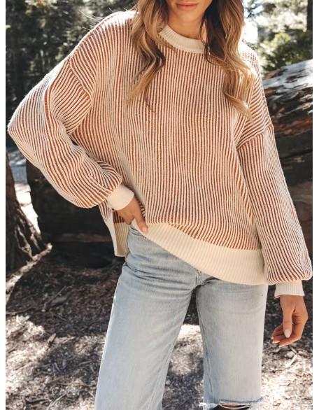 women's casual striped crew neck sweater