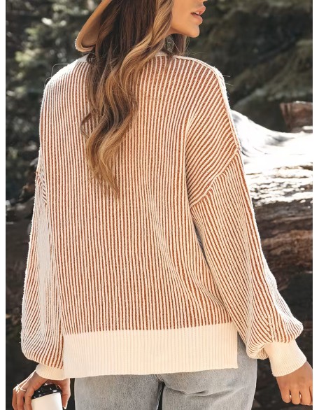 women's casual striped crew neck sweater